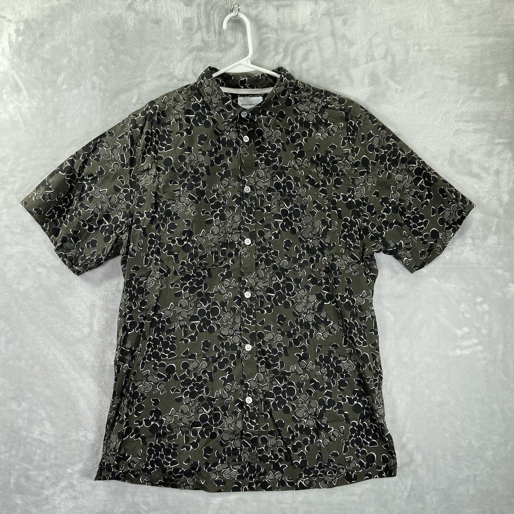 Norse Projects Shirt mens XL Button Up Oscar Print Short Sleeve Geometric Cotton